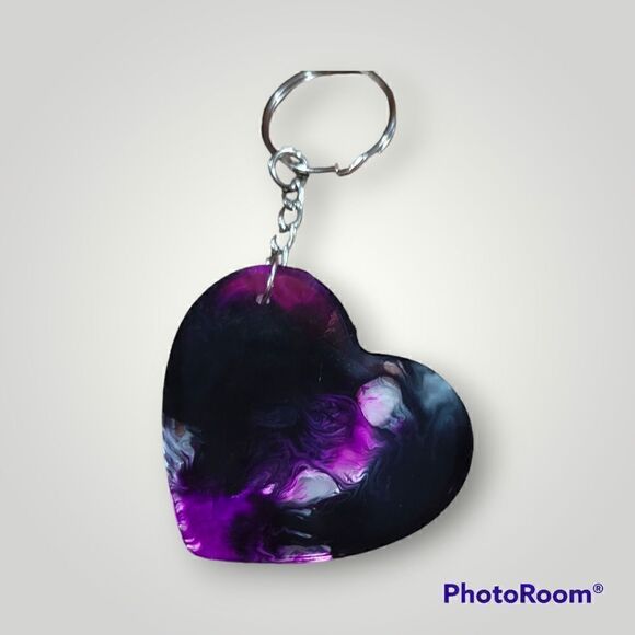 Halsey Purple Ink Heart Keychain (Z171) - Picture 8 of 9